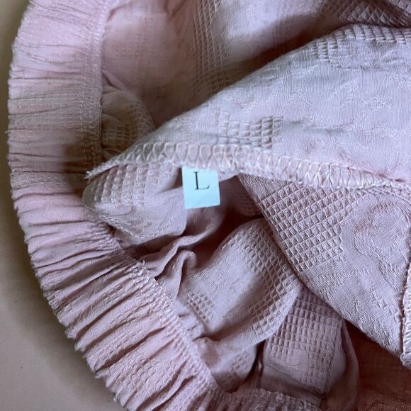 NEW Pink Button Up Shirt Tail Half Shirt For Under Short Tops Large - Picture 3 of 5